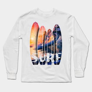 Sunset, Big Waves and Surf Long Sleeve T-Shirt
